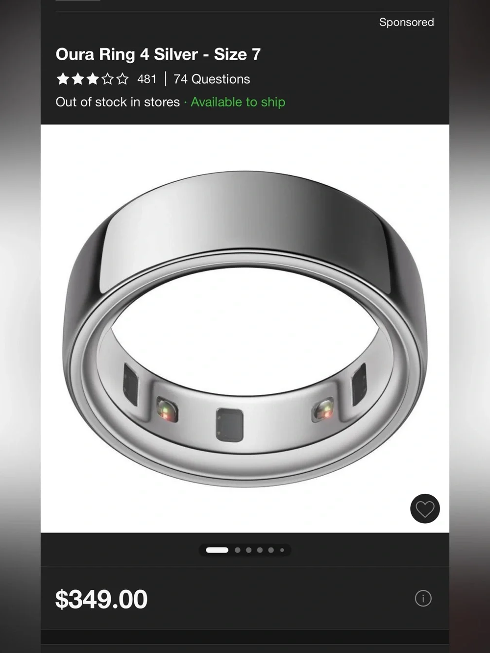 Oura Ring 4 Smart Ring — Silver Finish